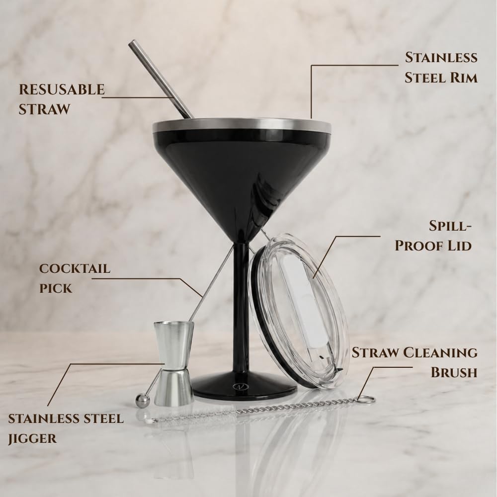 8 oz Stainless Steel Insulated Martini Glass Set of 2 I46989