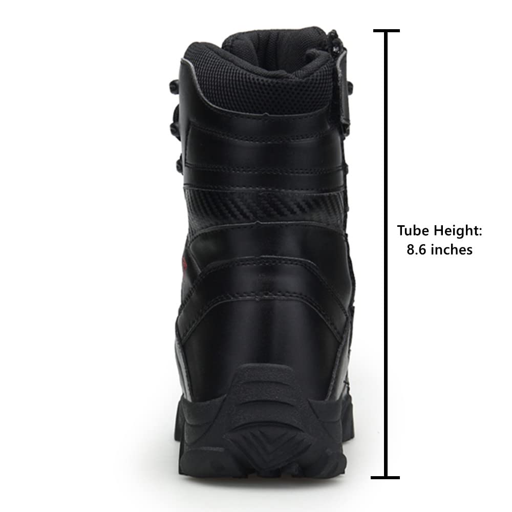 Black Waterproof Leather Side Zip Hiking Boots X778