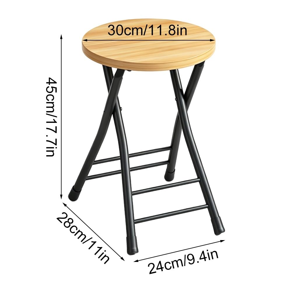 Folding 18 Inch Round Wooden Seat Stool J56291