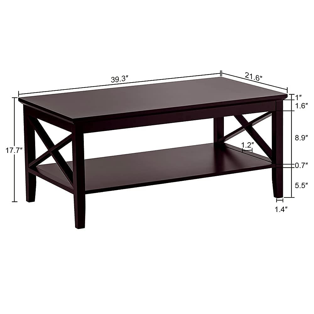 Espresso Wood Coffee Table with Storage 40 inches W37553