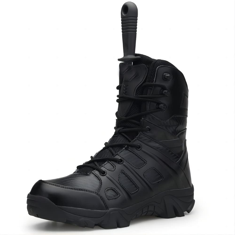 Black Waterproof Leather Side Zip Hiking Boots X778