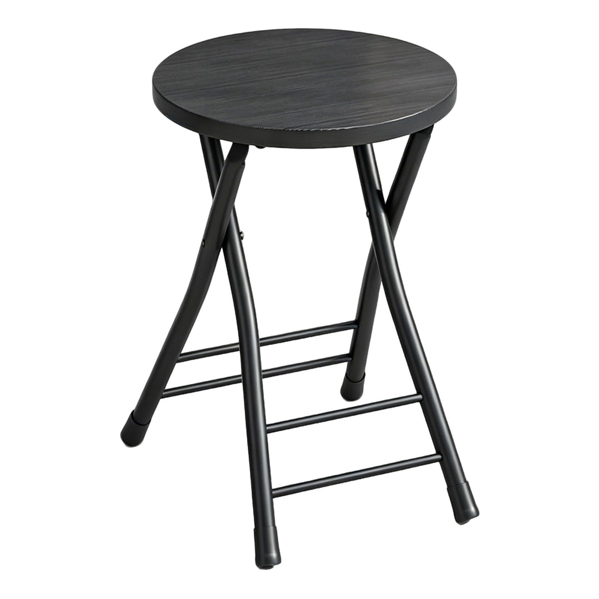 Folding 18 Inch Round Wooden Seat Stool J56291