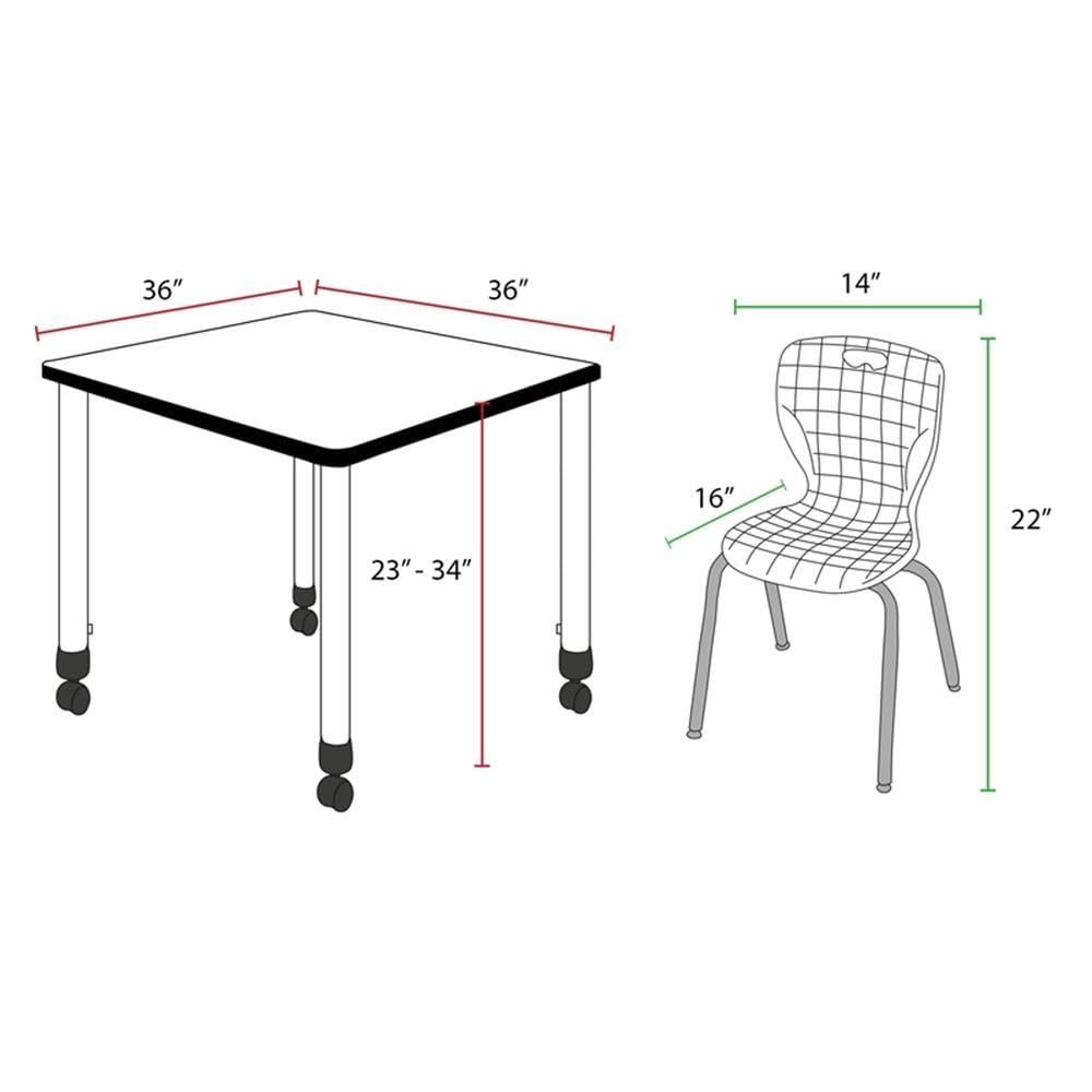 36" Square Mobile Table with 4 Stack Chairs H24587