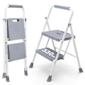 2 Step Ladder with Anti-Slip Pedal and Handrail, 330lbs Grey W205