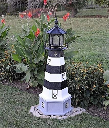 Amish-Made Replica Lighthouse with Base and Solar-Powered LED Lighting V513868