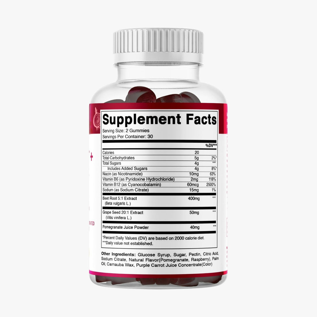 Beet Root Gummies with B6, B12, Grape Seed, Pomegranate & Nicotinamide 60 Count M67644