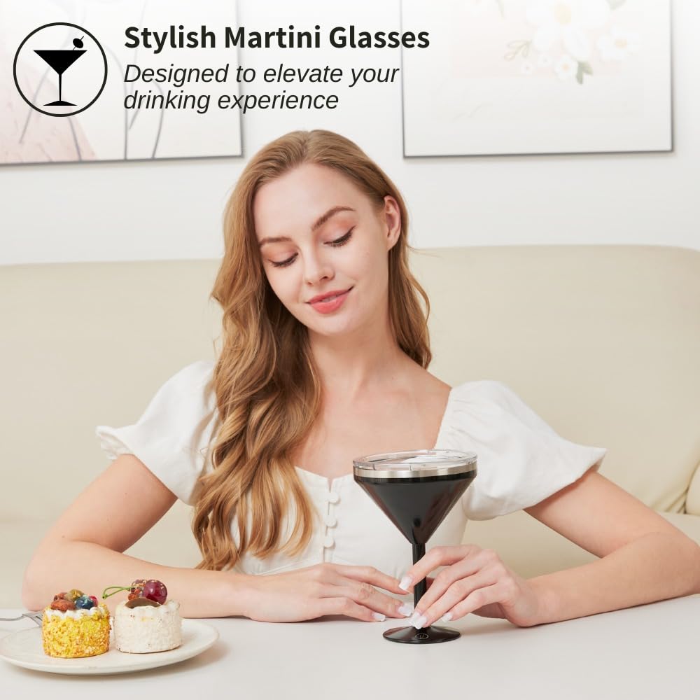 8 oz Stainless Steel Insulated Martini Glass Set of 2 I46989