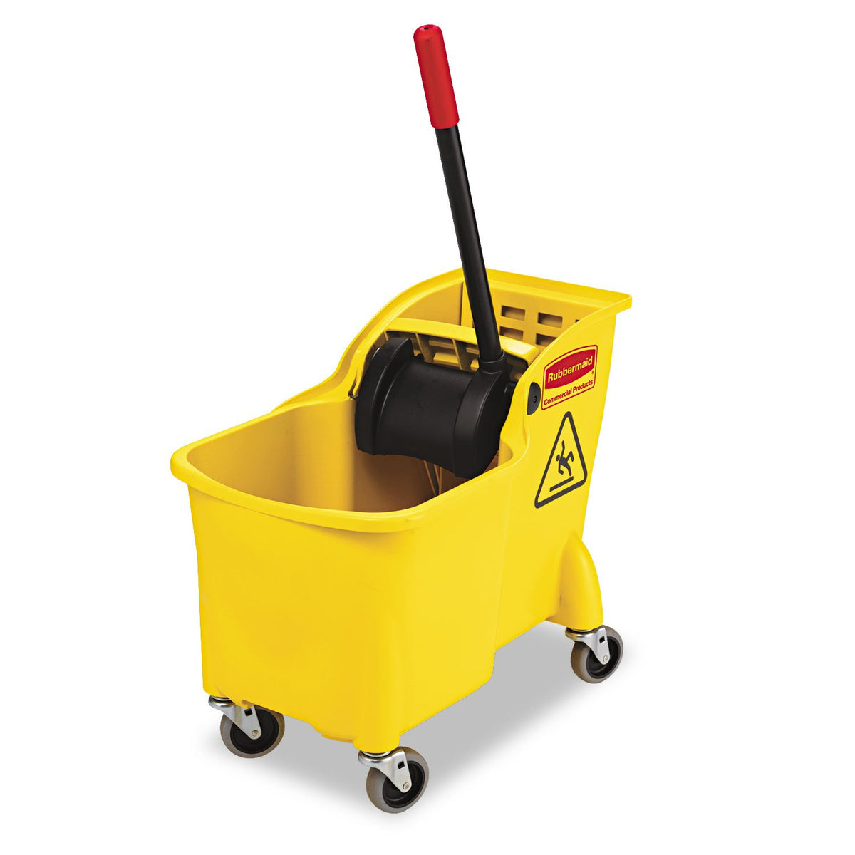 31 QT Tandem Mop Bucket and Wringer Combo on Wheels, Yellow M358