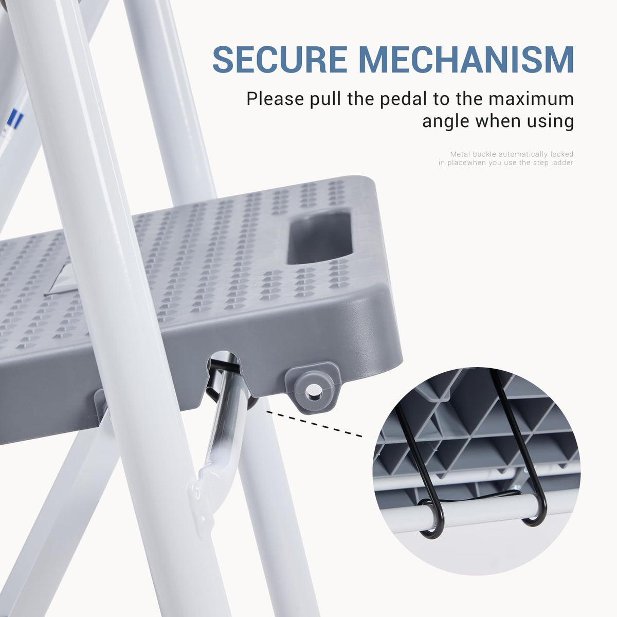 2 Step Ladder with Anti-Slip Pedal and Handrail, 330lbs Grey W205