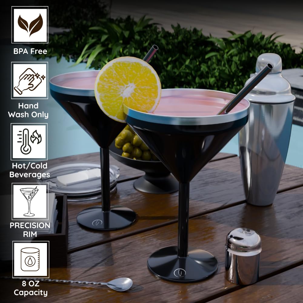 8 oz Stainless Steel Insulated Martini Glass Set of 2 I46989