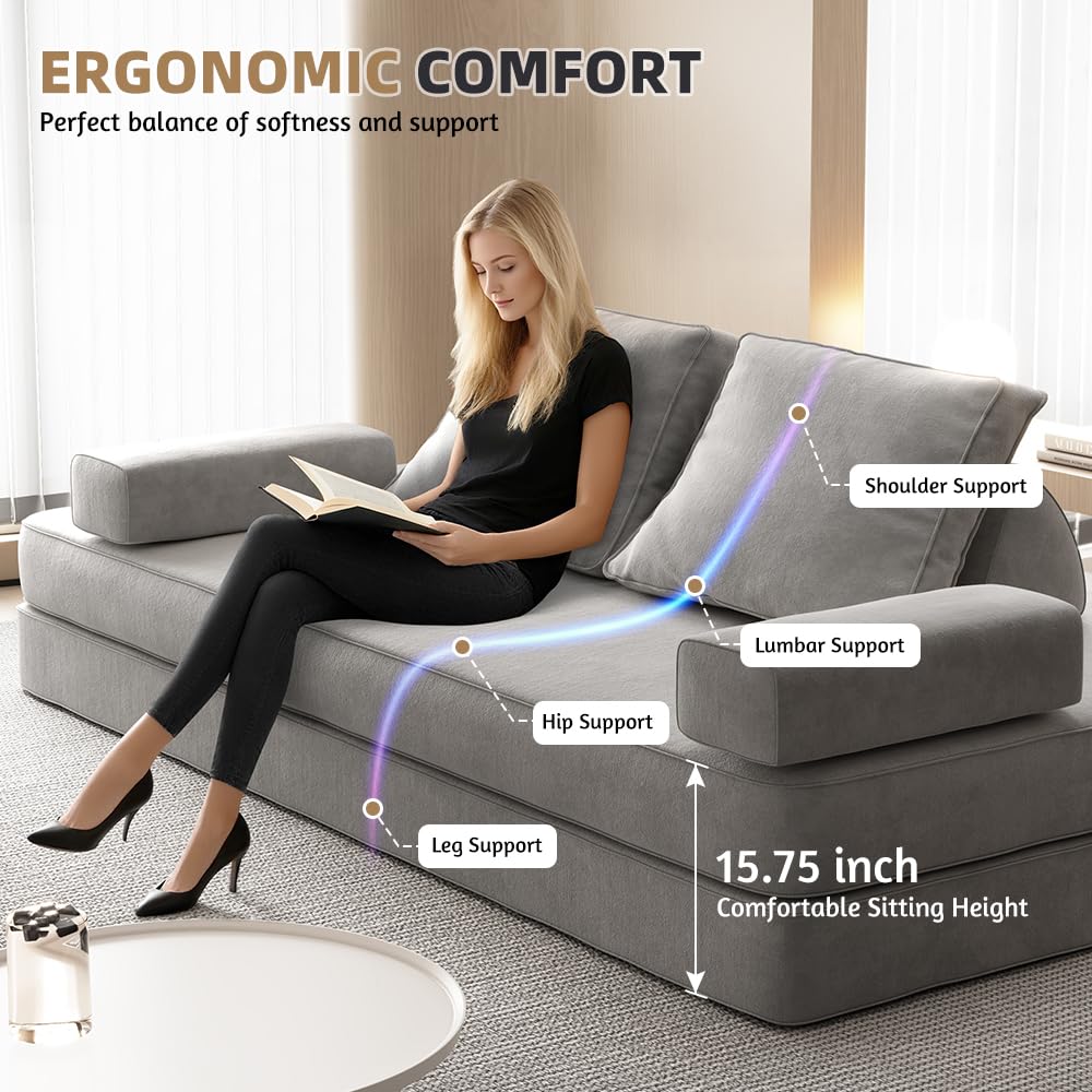 Light Gray Convertible Sofa Bed N5387