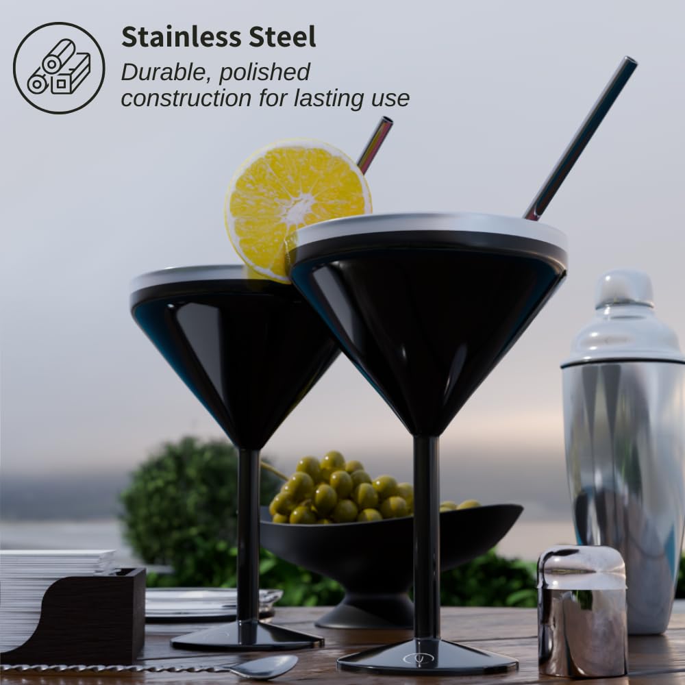 8 oz Stainless Steel Insulated Martini Glass Set of 2 I46989
