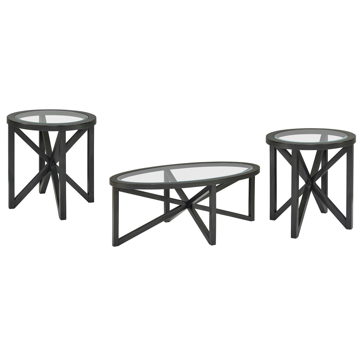 46" Oval Glass Coffee Table with Tempered Glass Top and Wood Base Z462