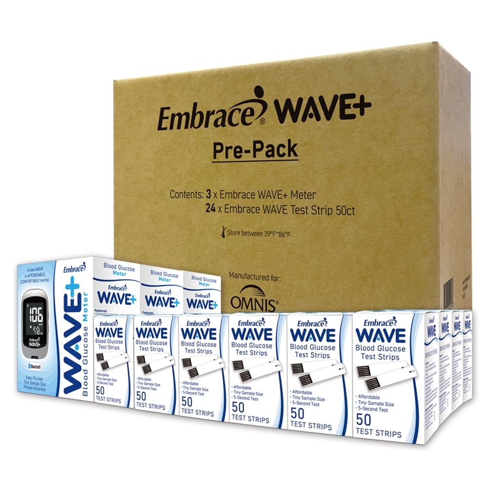 Bluetooth Diabetes Testing Prepack with 3 Meters and 24 Boxes of 50ct Blood Test Strips N3751