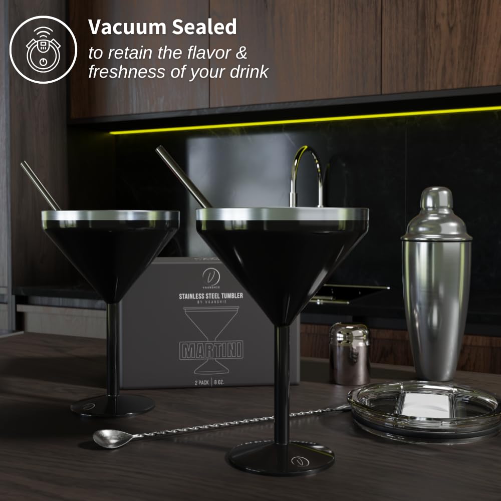 8 oz Stainless Steel Insulated Martini Glass Set of 2 I46989