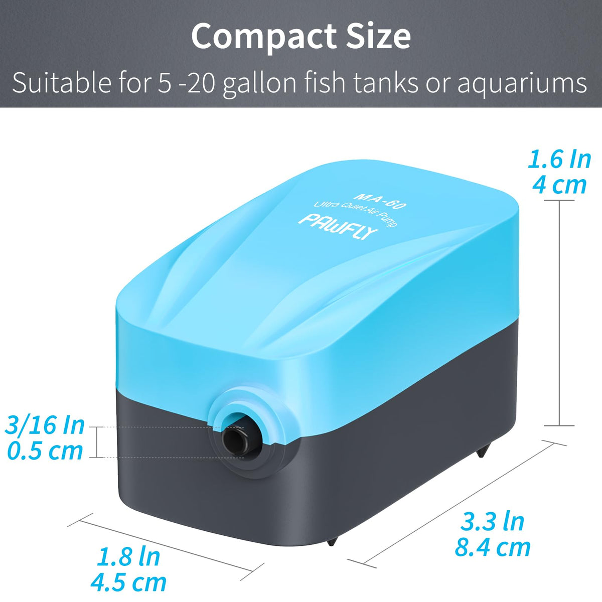 15-40 GPH Compact Quiet Aquarium Air Pump with Air Stone B364130
