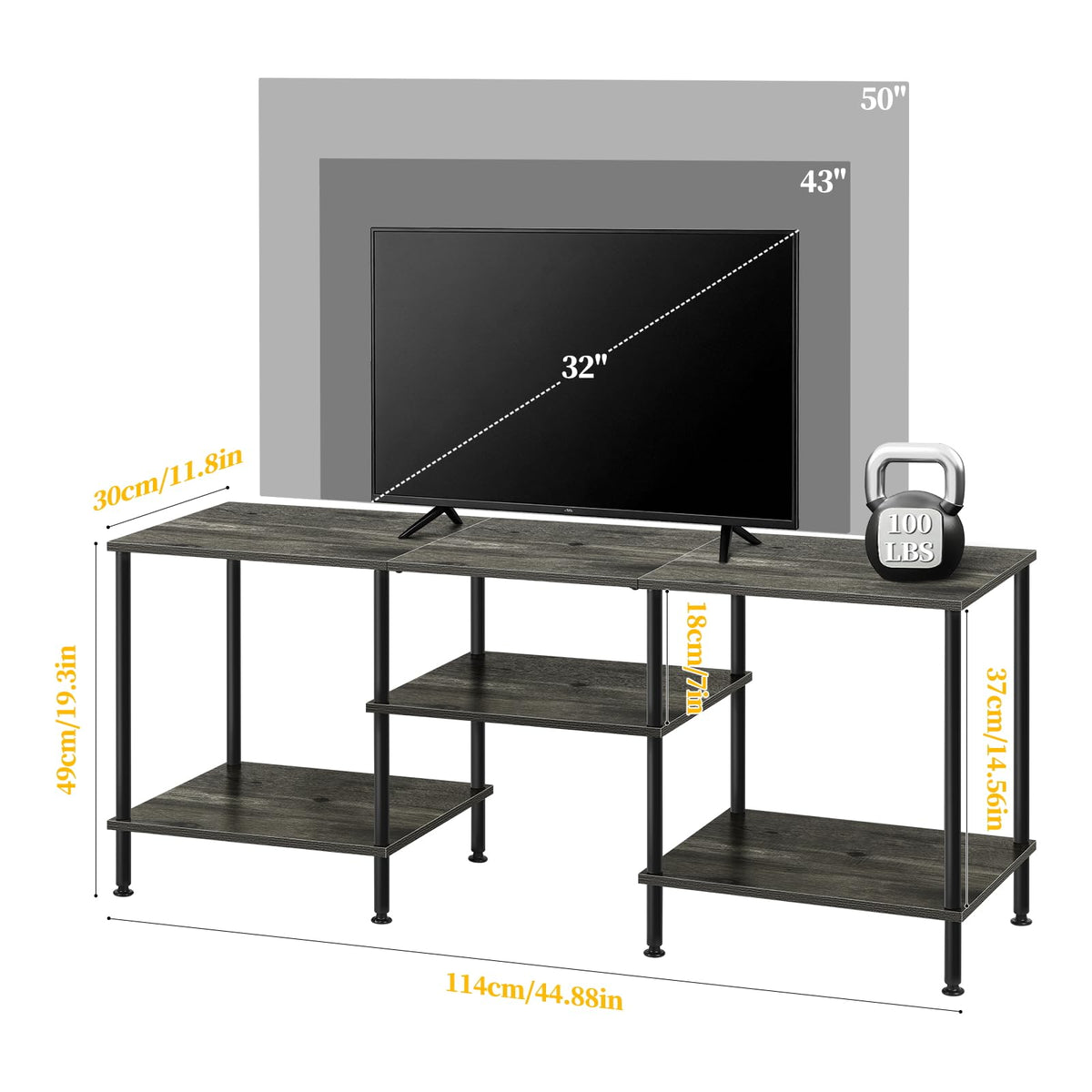 50 Inch Dark Grey TV Stand with Storage D5639