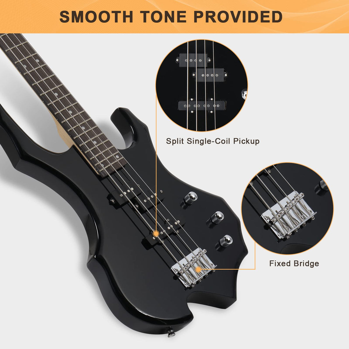 Electric Bass Guitar 4 Strings Full Size Right Hand with Bag S68539
