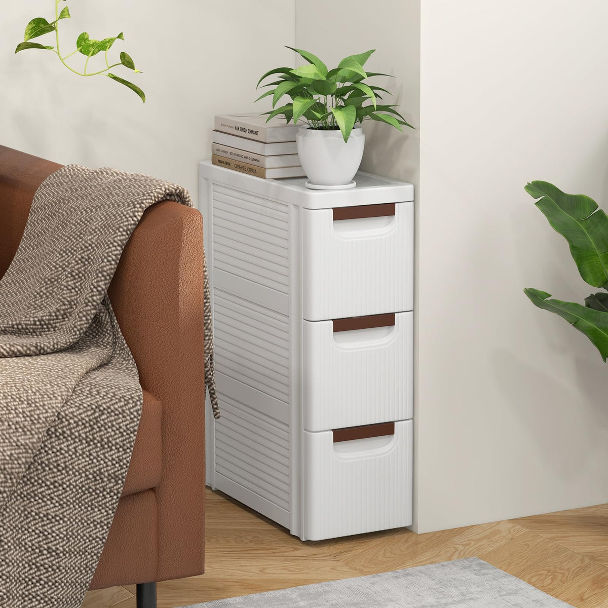 3 Drawer Narrow Rolling Storage Cart with 4 Wheels R1903