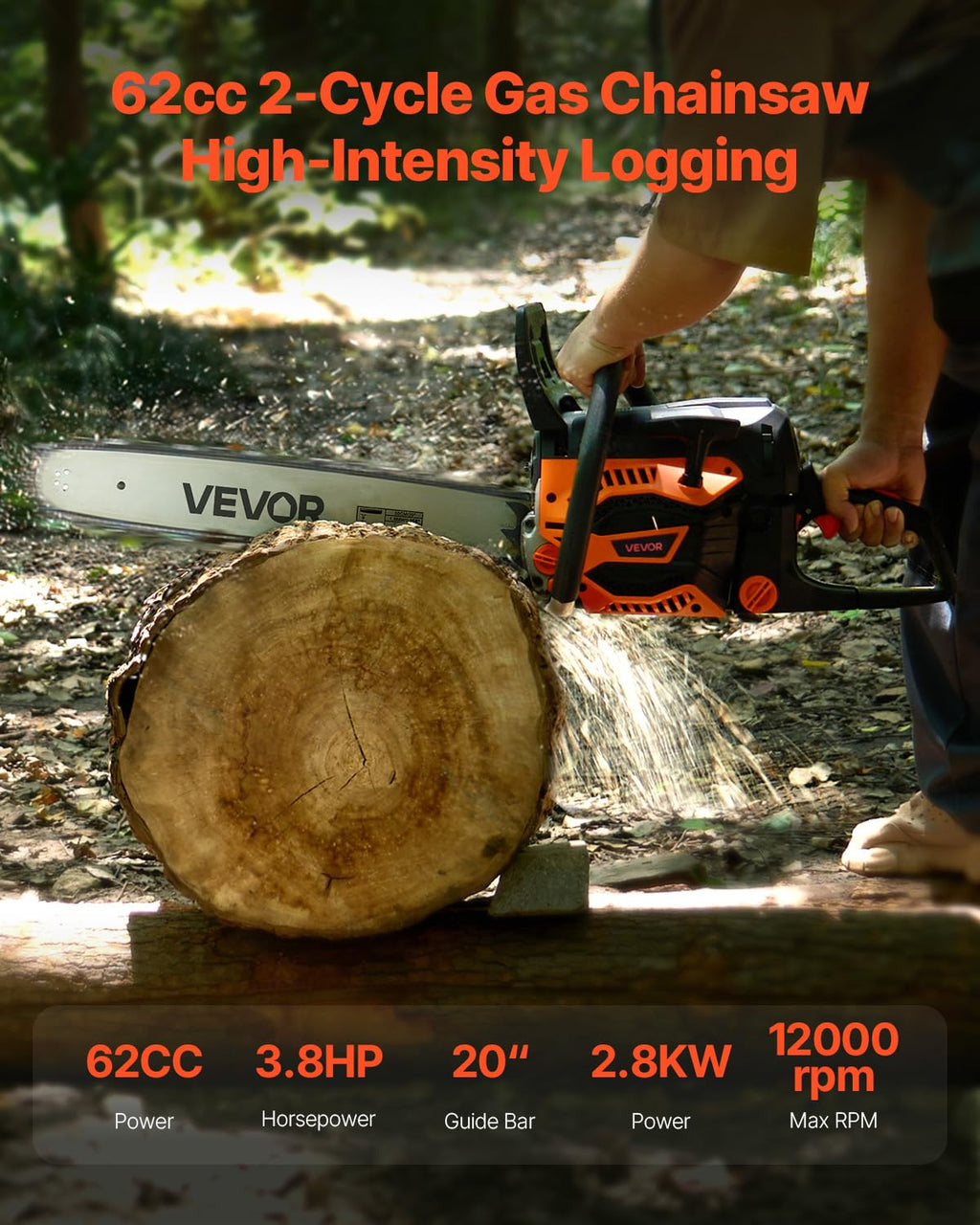 20 Inch 62CC Gas Powered Chainsaw L16698