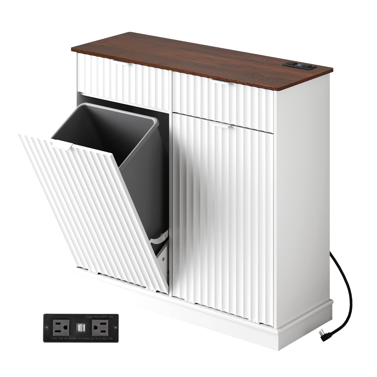 2*10 Gallon Double Tilt Out Trash Can Cabinet White G584558