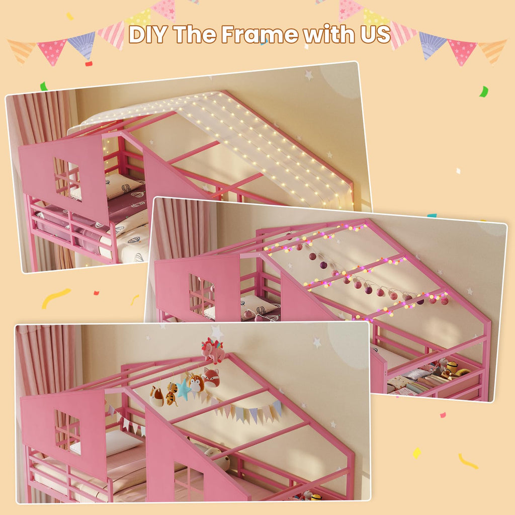 Triple Bunk Bed Twin Over Twin with Storage A5722
