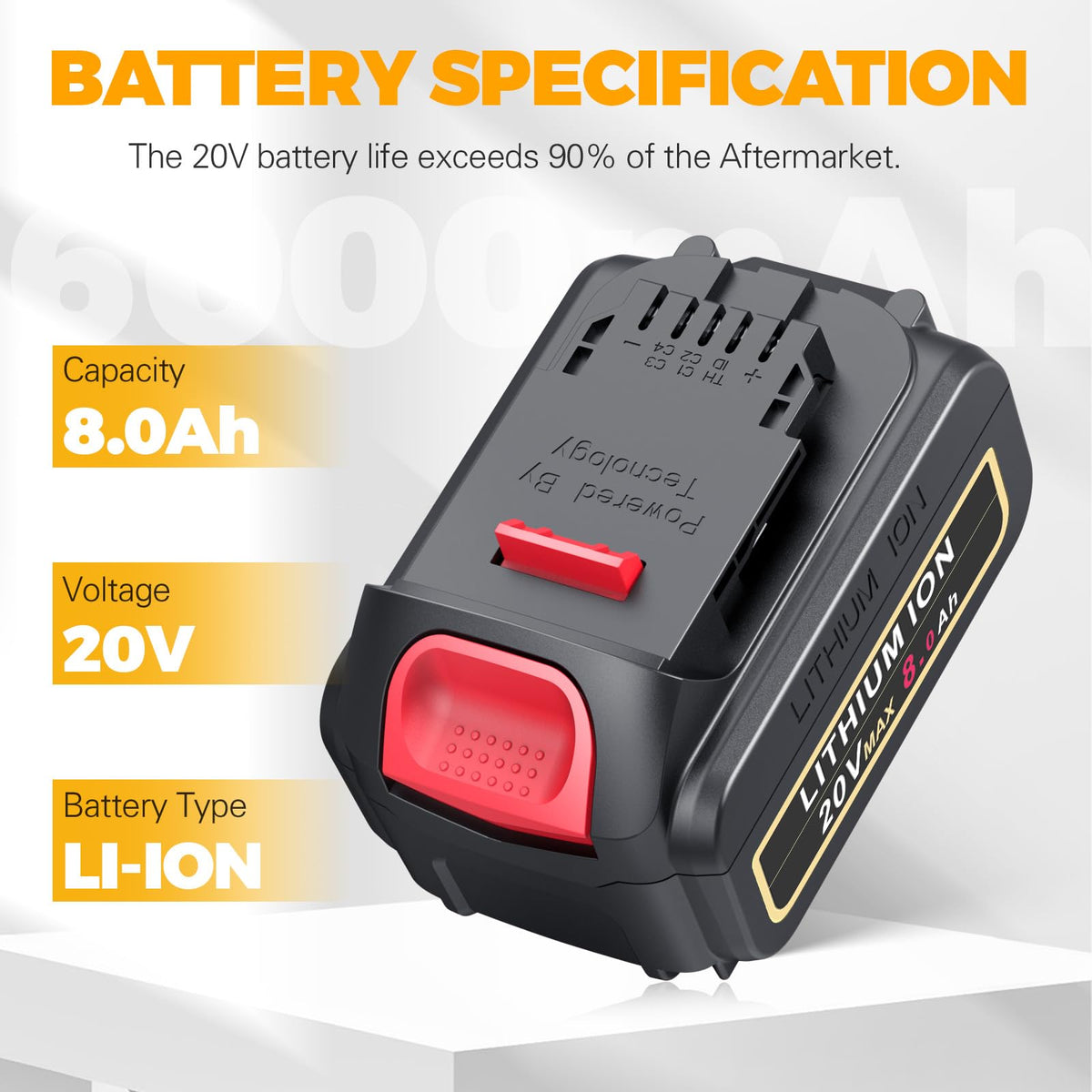 8000mAh Lithium Ion Battery Replacement (2 Pack) D39200