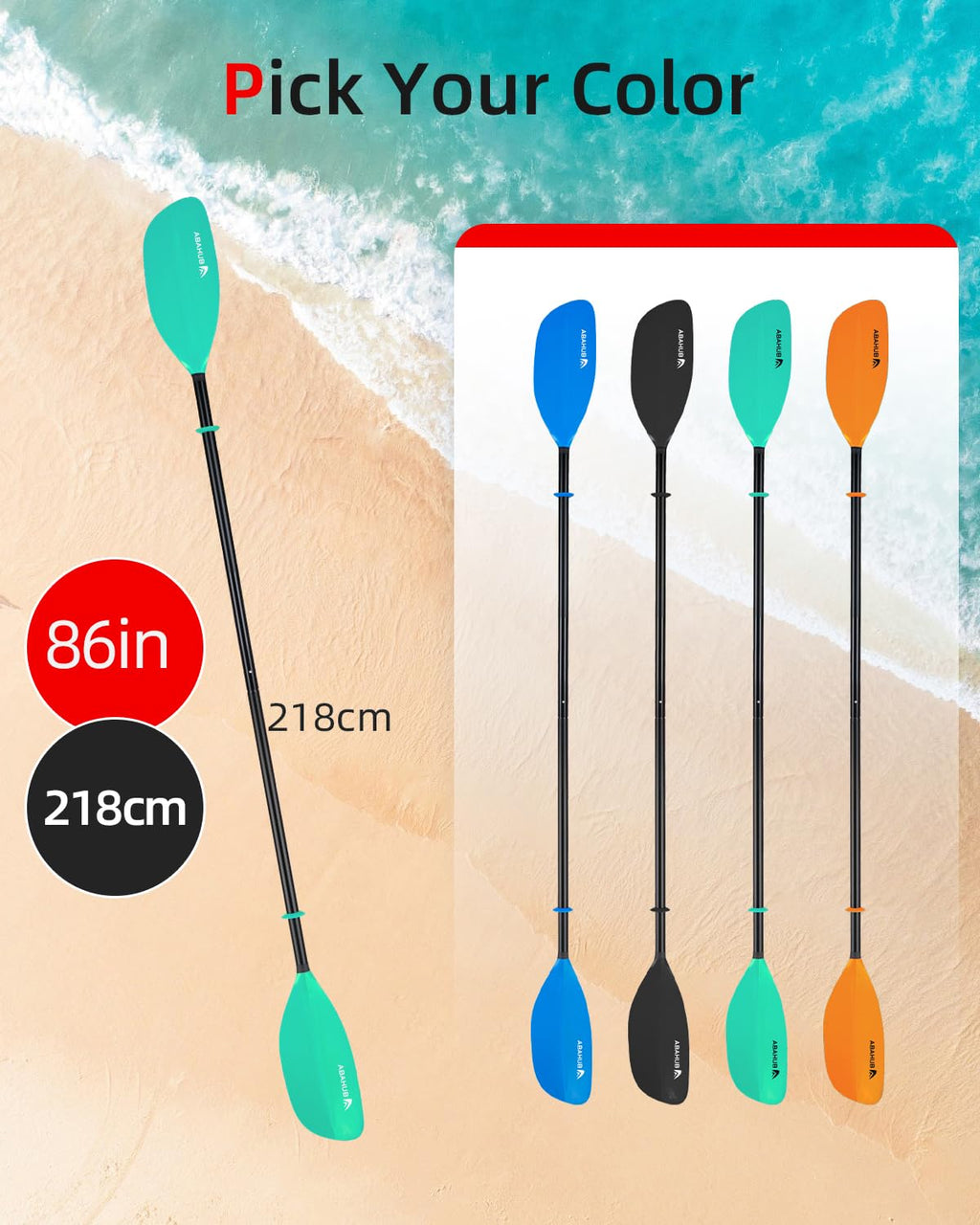 86in 2-Piece Aluminum Kayak Paddle L19536