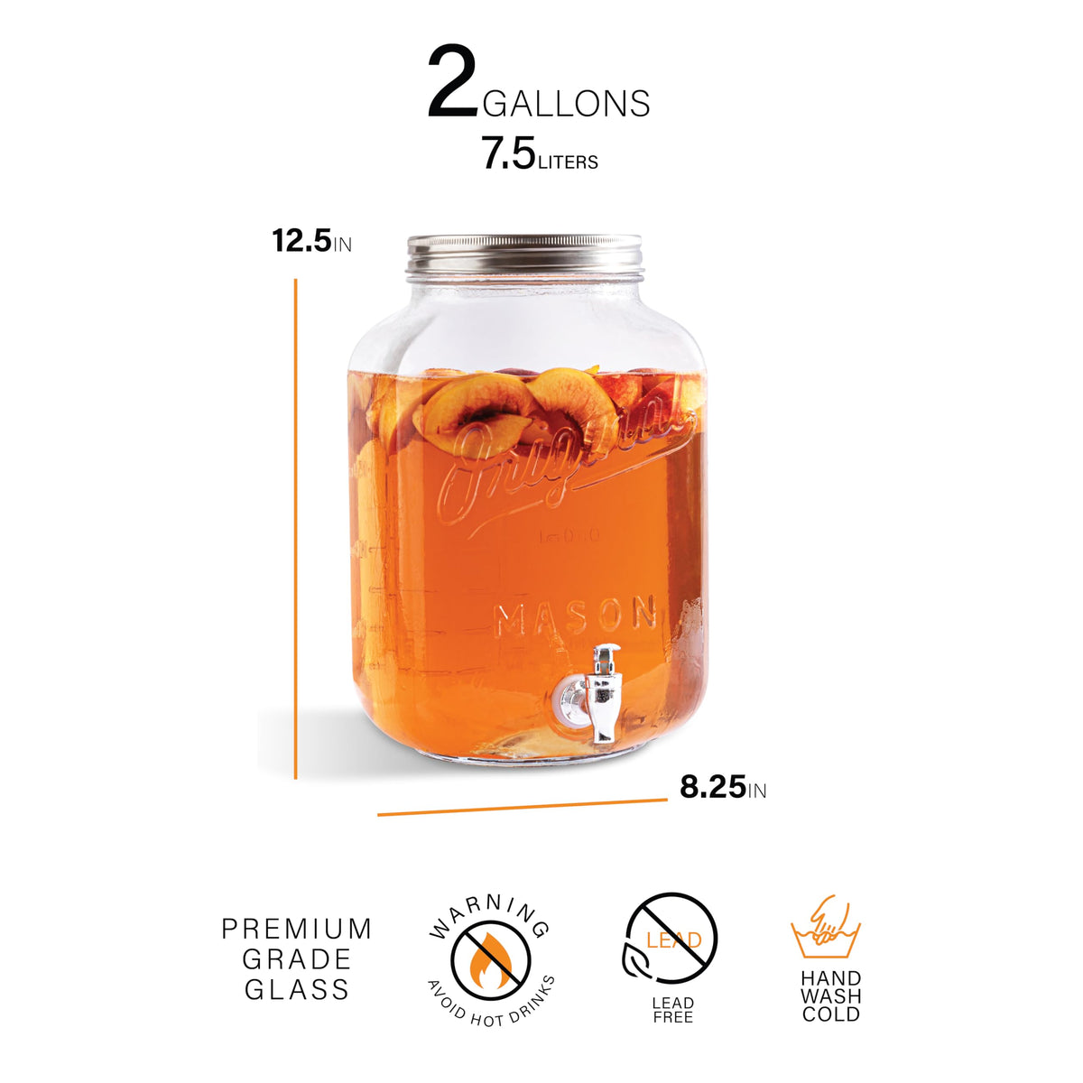 2 Gallon Glass Drink Dispenser with Spigot X423