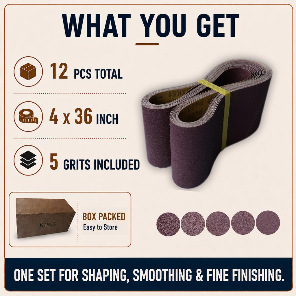 4x36 Aluminum Oxide Sanding Belts, 12 Pack Y469930