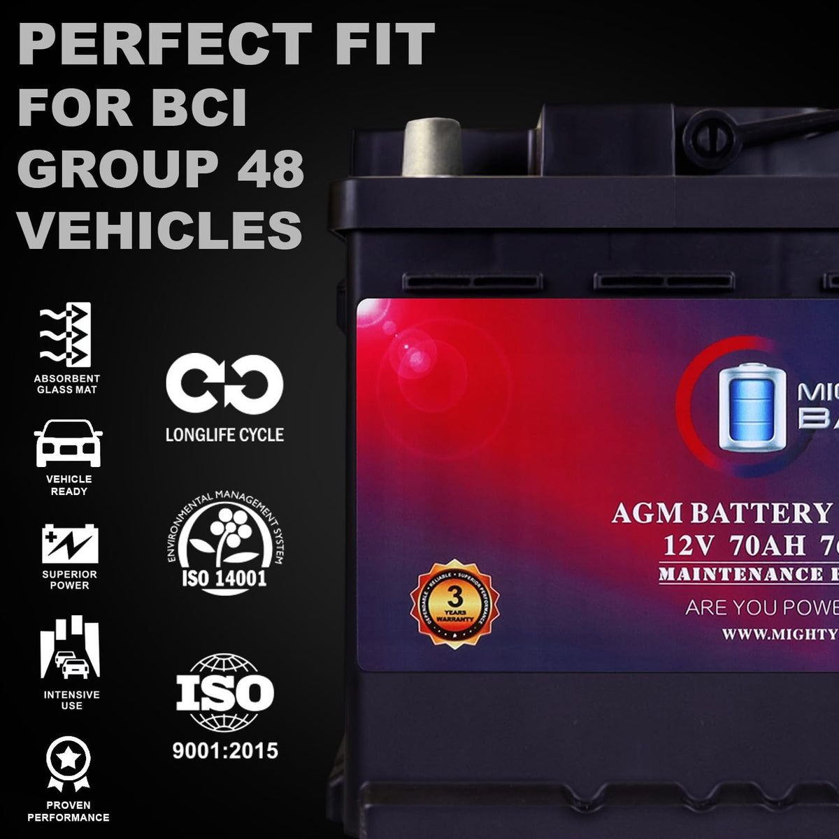 12V 70 AH AGM Car Battery Y966334