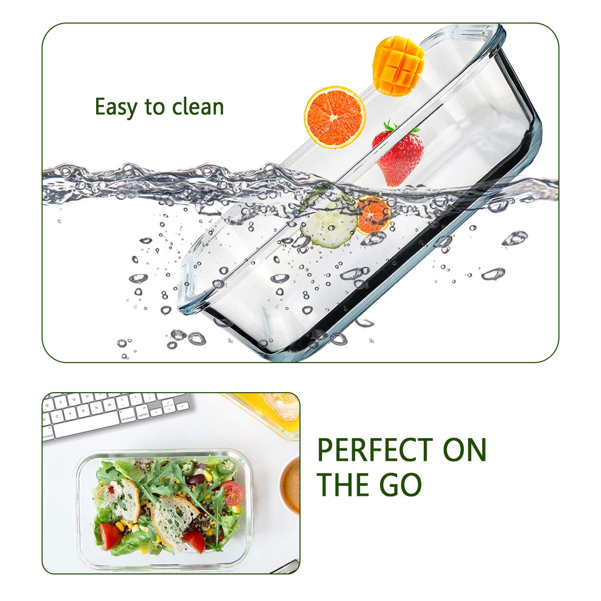 30 oz Glass Food Storage Containers with Lids Y98584