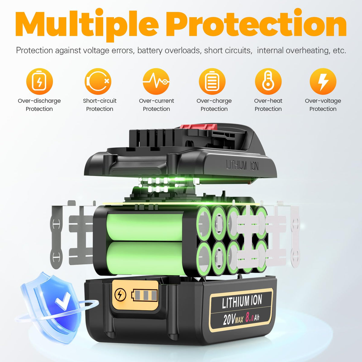 8000mAh Lithium Ion Battery Replacement (2 Pack) D39200