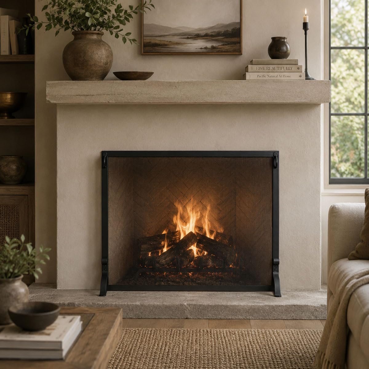 Forged Iron Single Panel Fireplace Screen 44″W x 33″H K11616