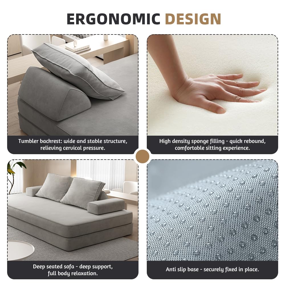 Light Gray Convertible Sofa Bed N5387