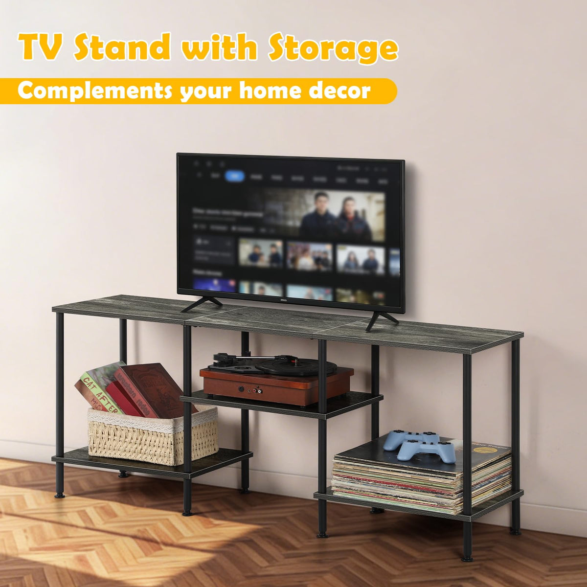 50 Inch Dark Grey TV Stand with Storage D5639