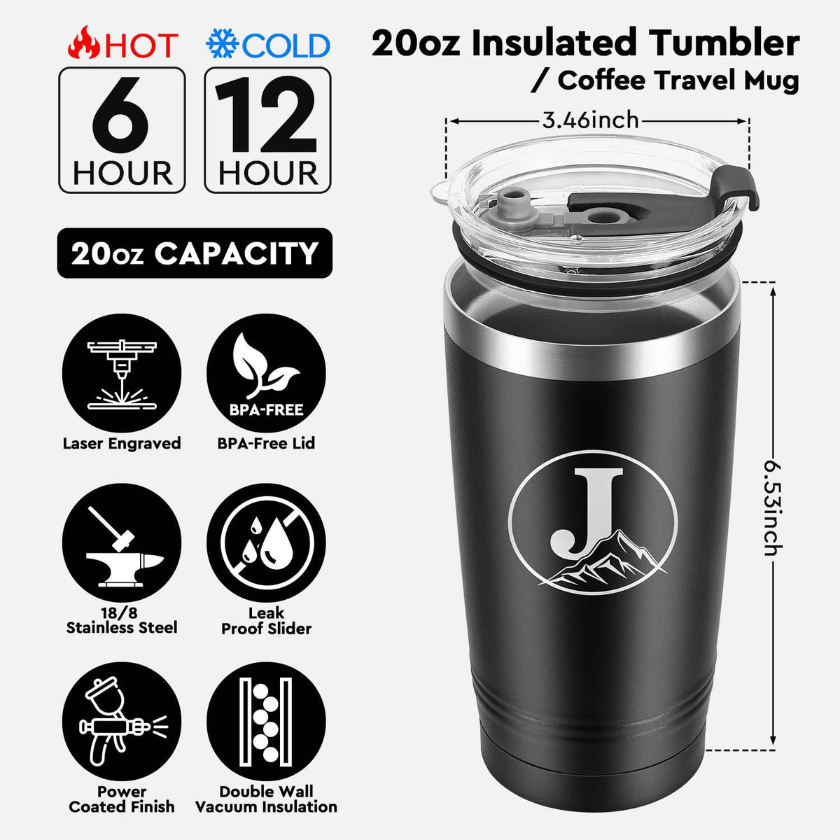 20 oz Insulated Tumbler with Lid Y169