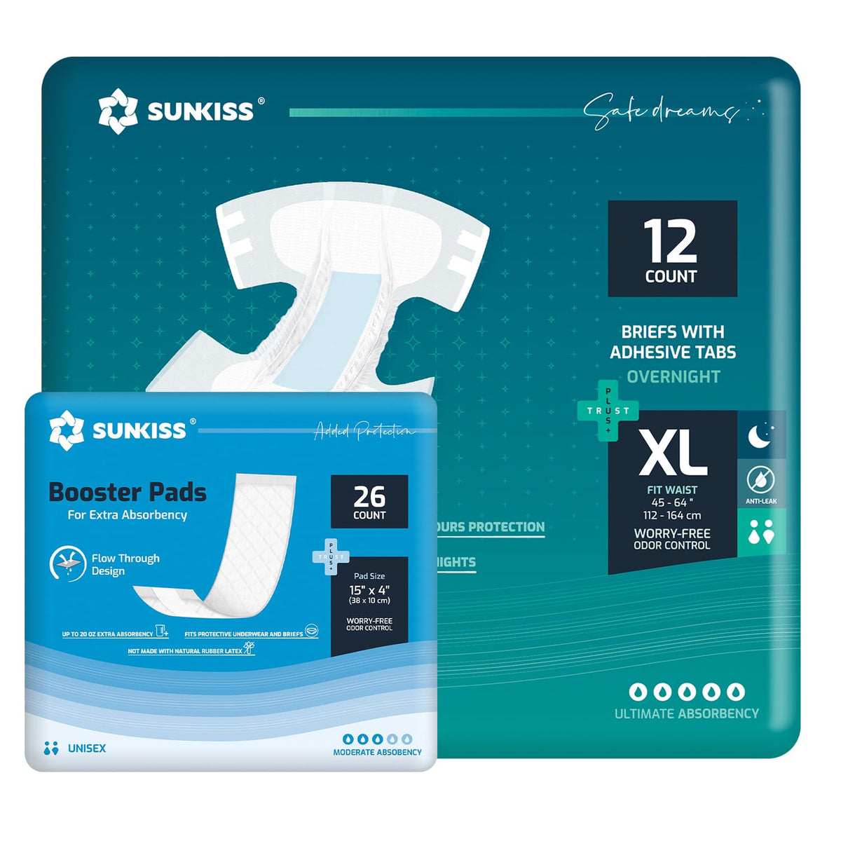 Adult Diapers XLarge 12 Count & Booster Pads 26 Count F66741