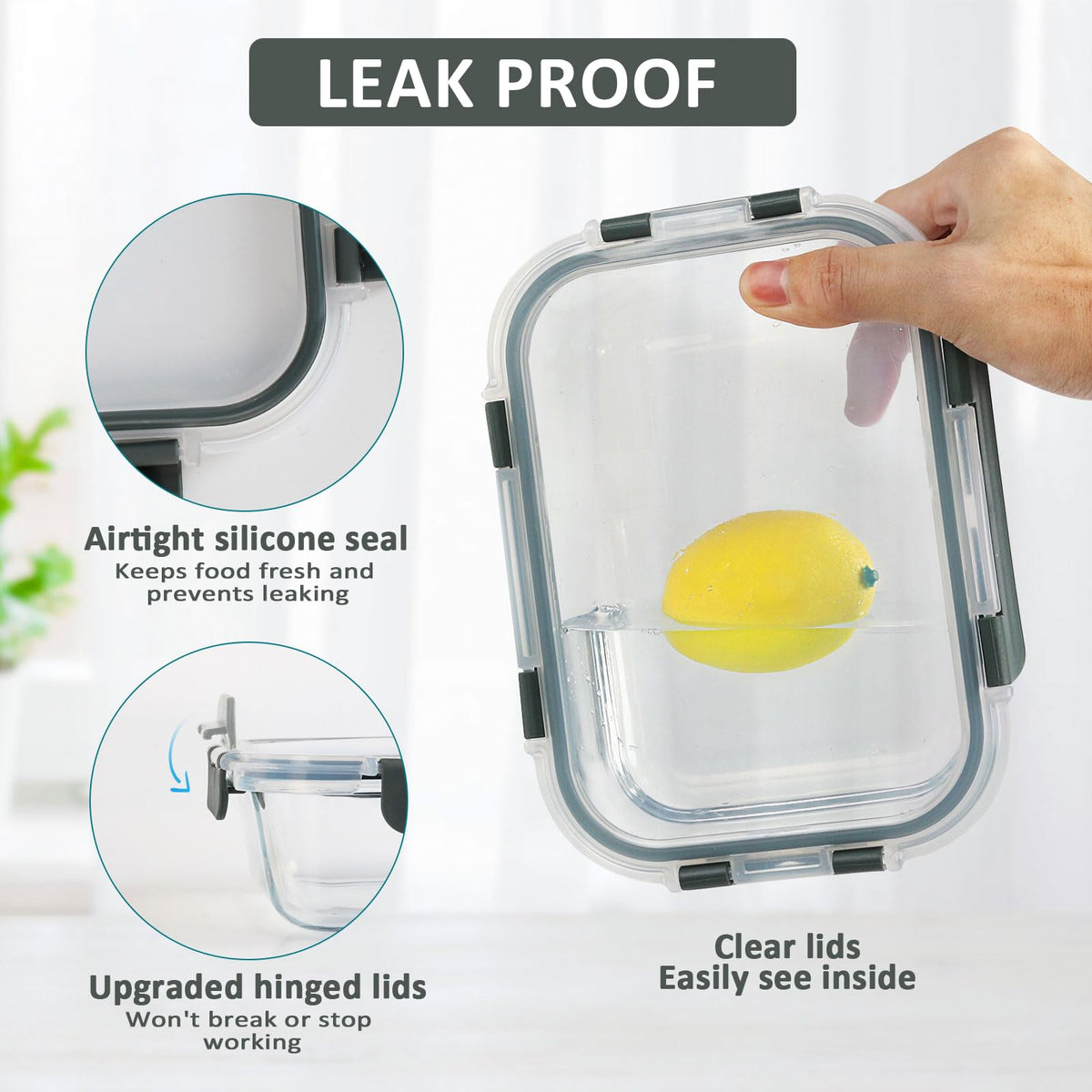 30 oz Glass Food Storage Containers with Lids Y98584