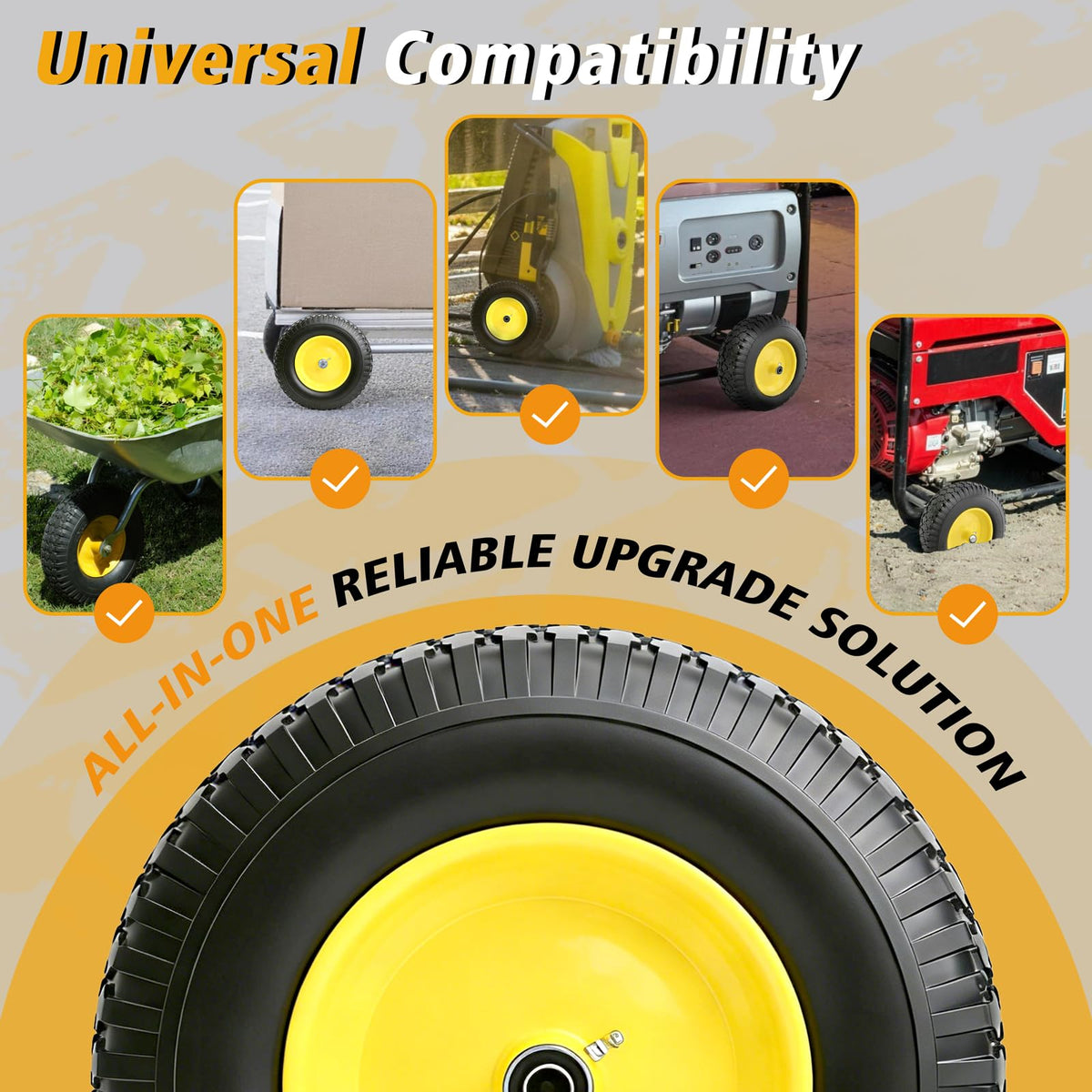 16 Inch Flat Free Wheelbarrow Tire and Wheel 2 Pack C11965