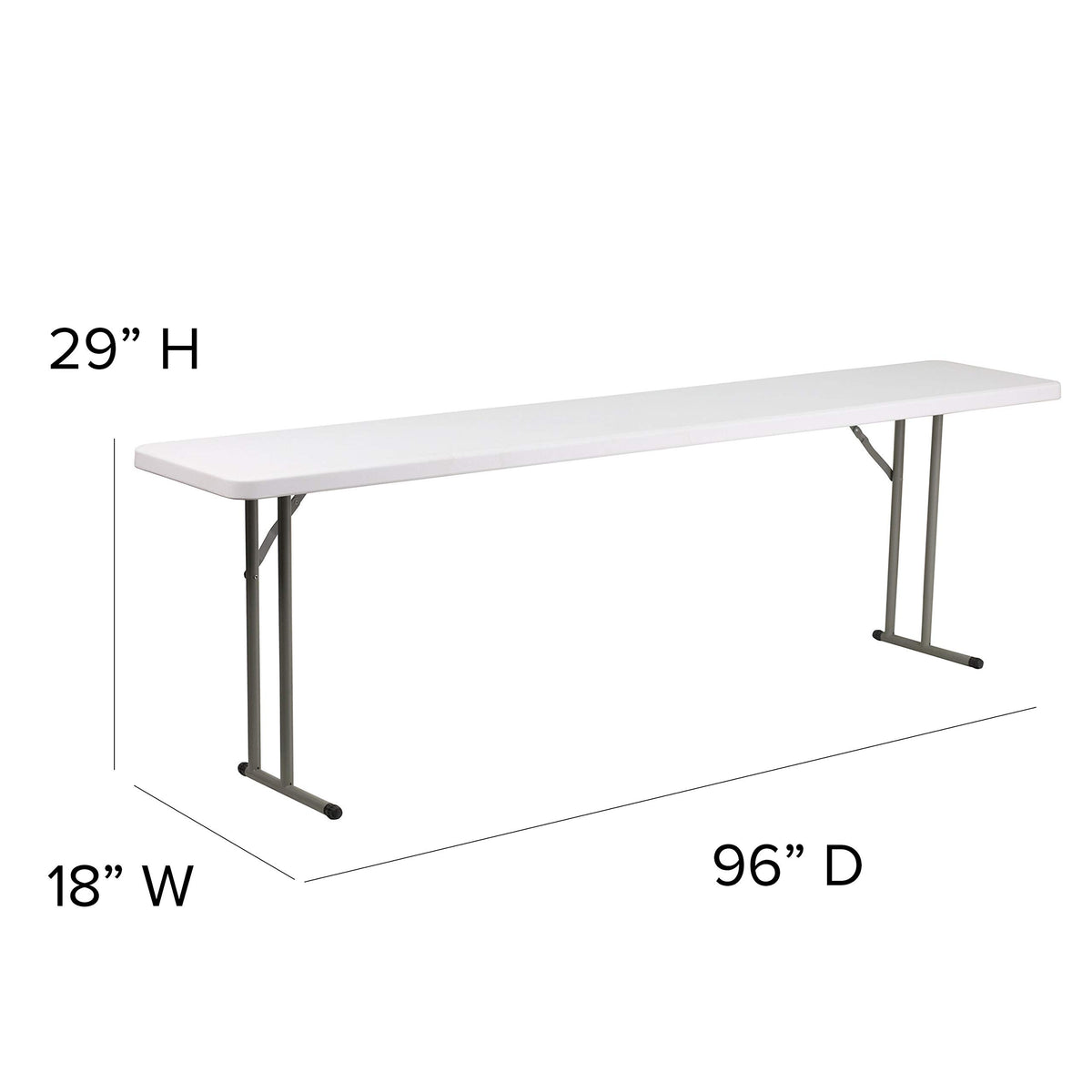 8-Foot White Plastic Folding Training Table Y2622