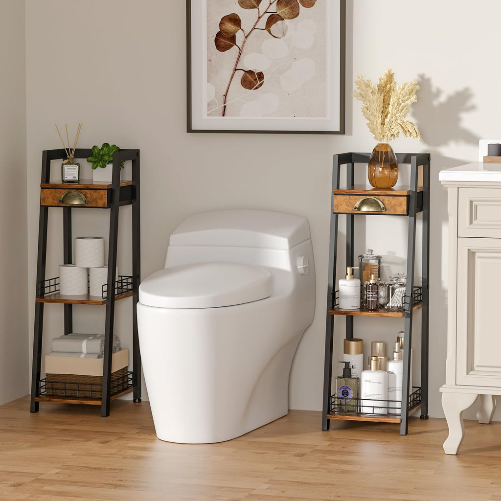 3-Tier Narrow Bathroom Shelves with Drawer T580479