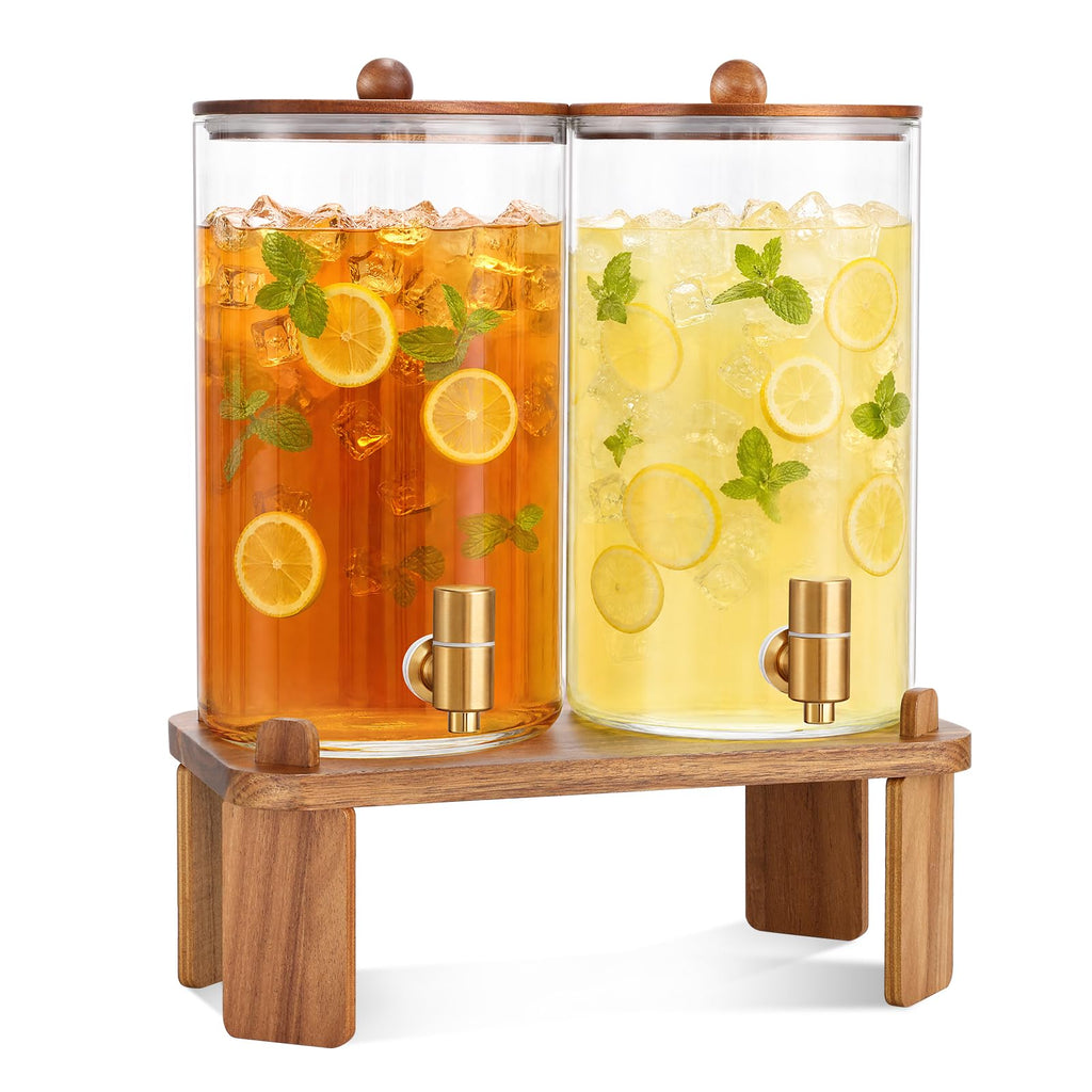 2pcs 1.2 Gallon Glass Drink Dispenser with Stand Z2396