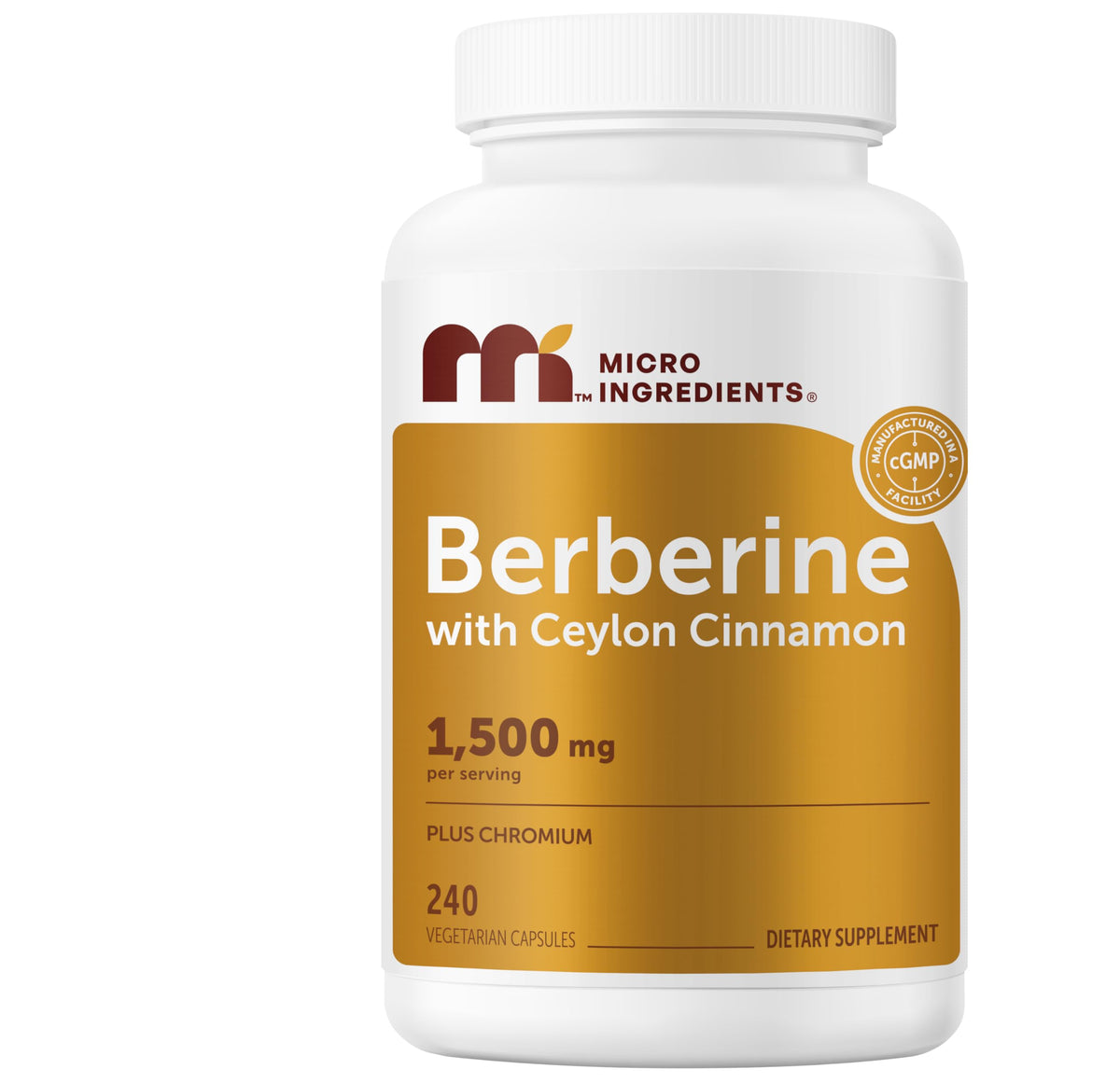 Berberine HCl with Ceylon Cinnamon 1,500 mg 240 Vegetarian Capsules L63341