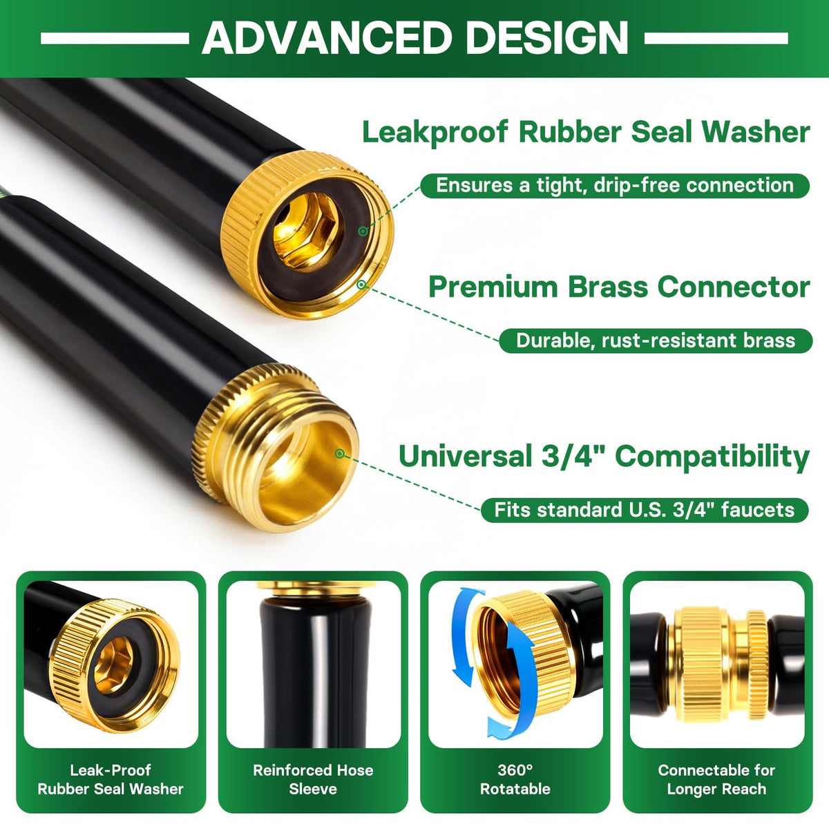 100 ft Flexible Non-Expandable Kink-Free Lightweight Garden Hose R39754