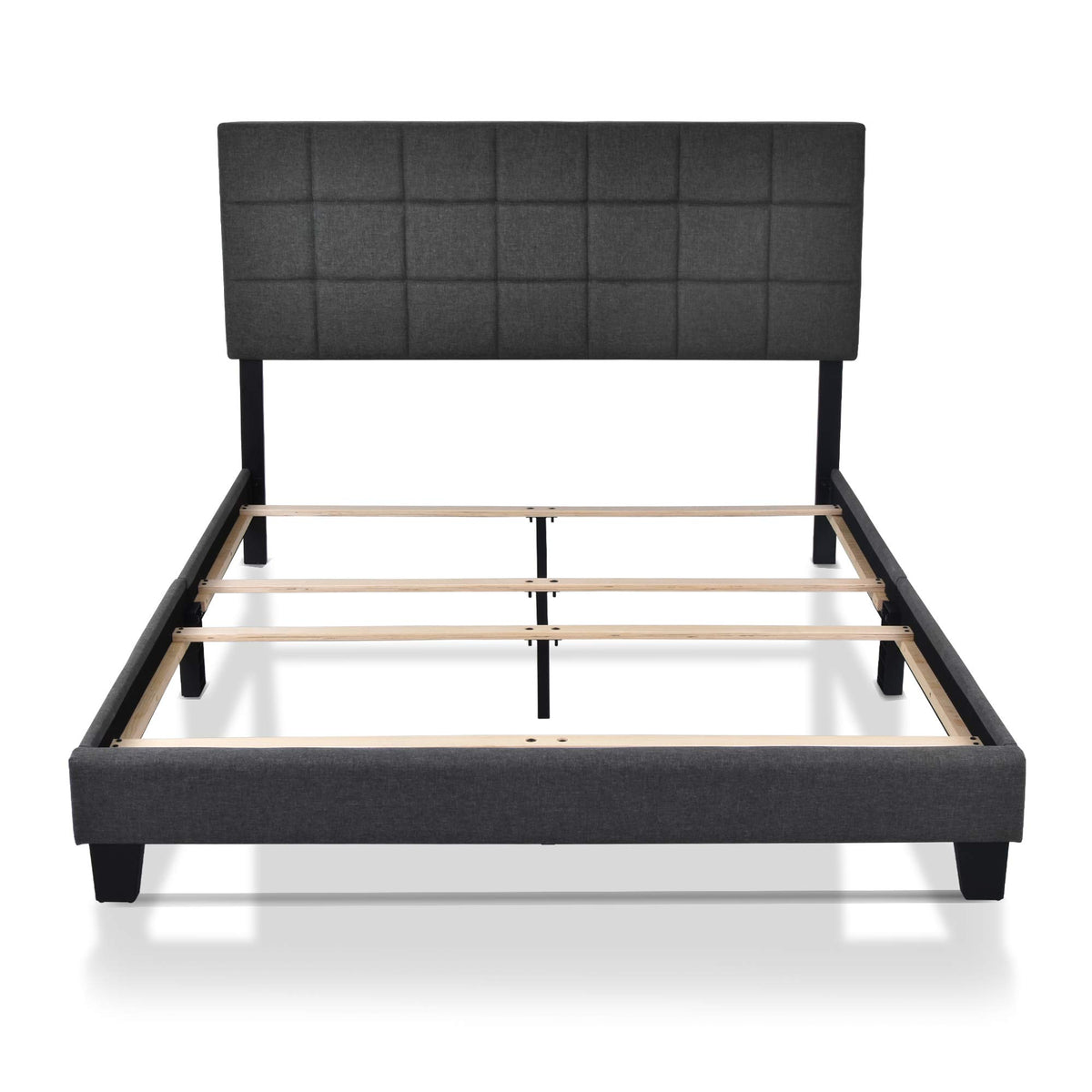 Queen Size Panel Bed Frame Dark Grey F2149