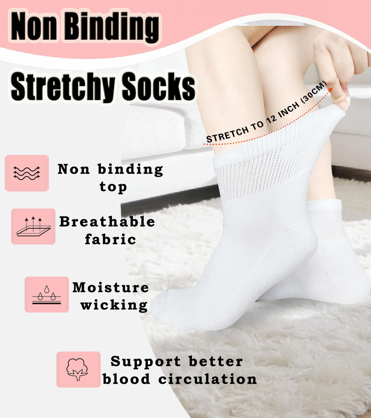 Non Binding Ankle Socks 6 Pairs V63098