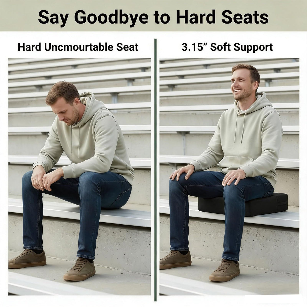 3.15 Inches Thick Portable Waterproof Stadium Seat Cushion J5787