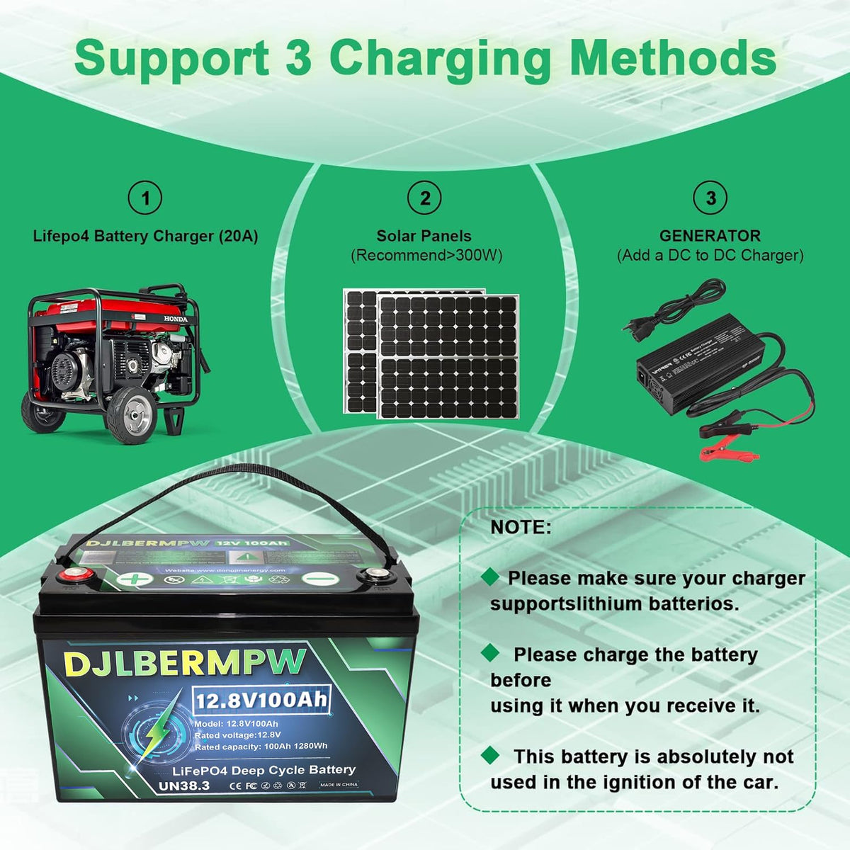 12.8V 100Ah LiFePO4 Lithium Battery M37655
