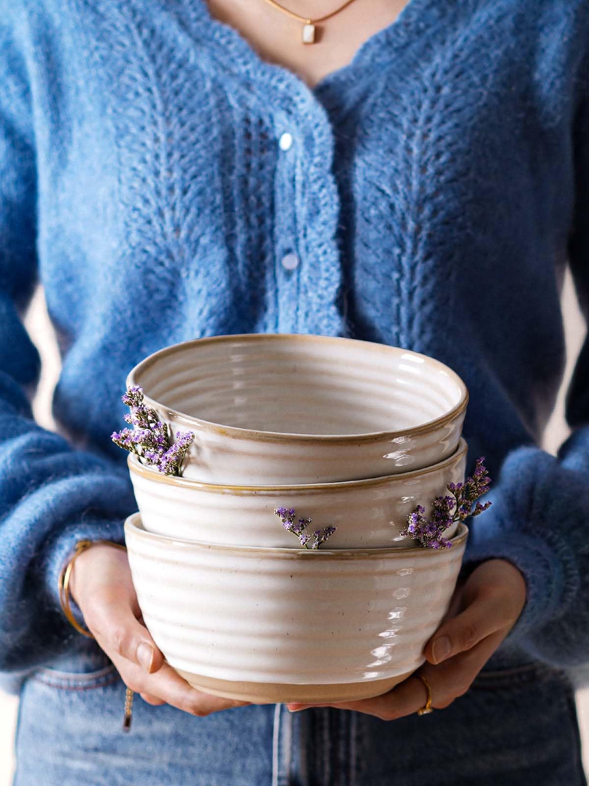 Ceramic Soup Bowl Set 42 oz 7 Inch Set of 4 Arctic White G483031
